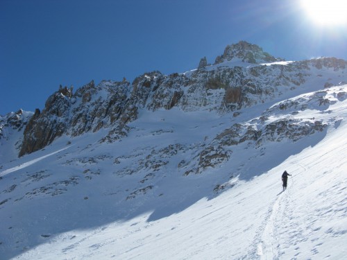 skiing behind Catedral